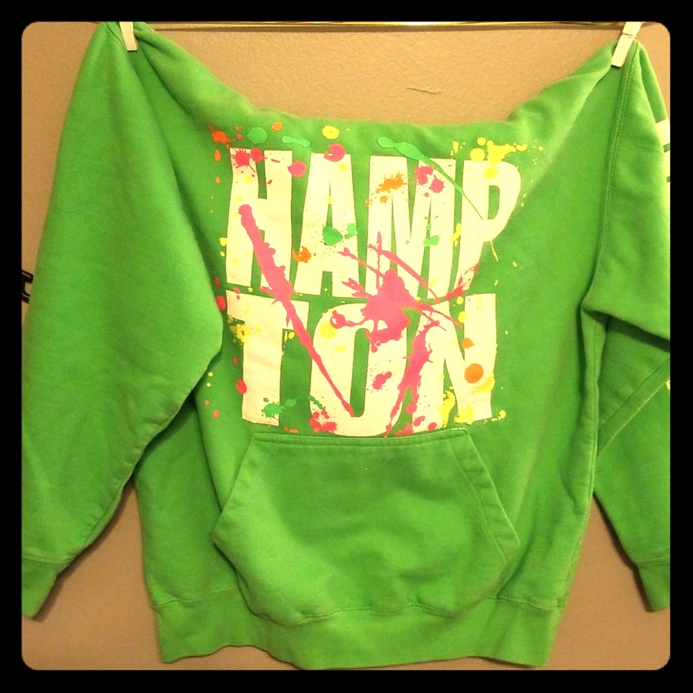 Neon green "Hampton Beach" Hoodie